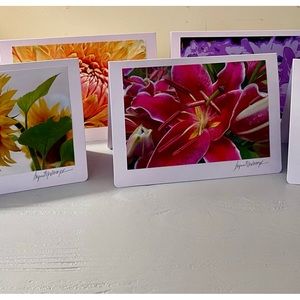 Two (2) Original flower photo cards. Hand Made